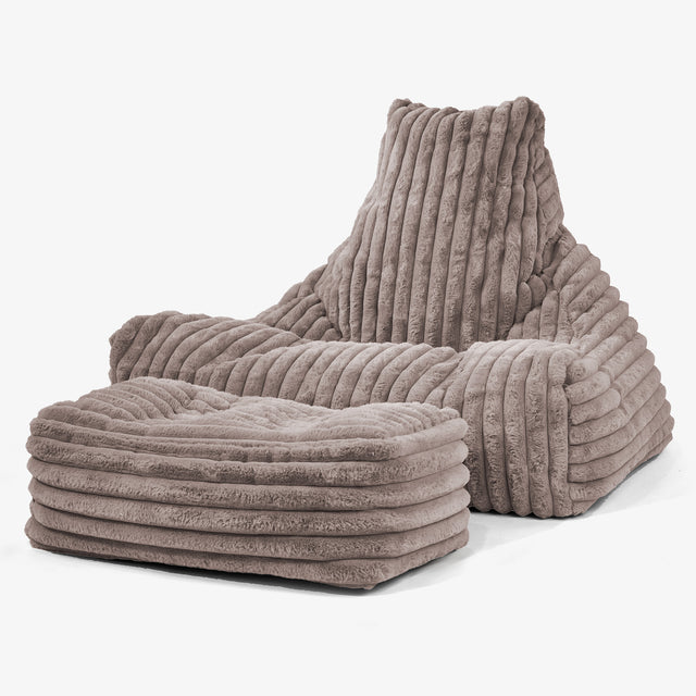 Pouf Fauteuil Relax - Velours Côtelé Ultra Pelucheux Vison 02