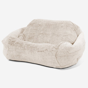 Pouf Fauteuil Sabine - Fausse Fourrure Lapin Blanc