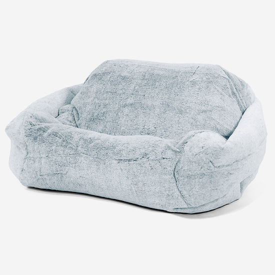 Pouf Fauteuil Sabine - Fausse Fourrure Lapin Bleu Pastel 01