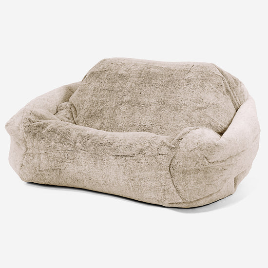 Pouf Fauteuil Sabine - Fausse Fourrure Lapin Brun Doré 01