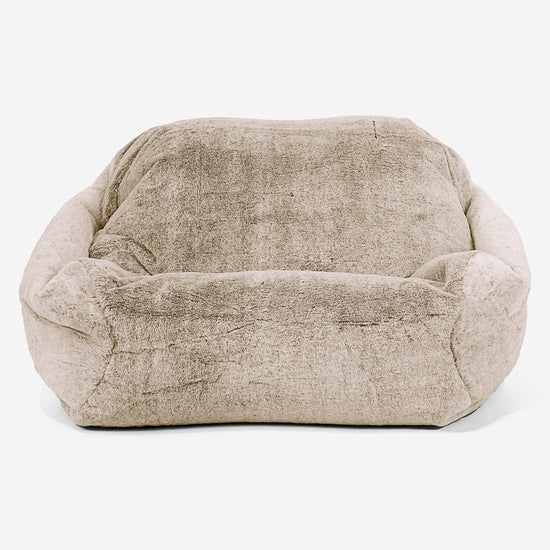 Pouf Fauteuil Sabine - Fausse Fourrure Lapin Brun Doré 02