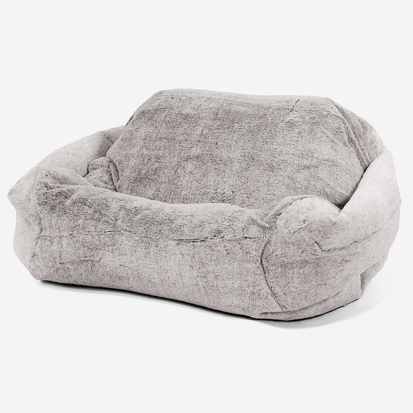 Pouf Fauteuil Sabine - Fausse Fourrure Lapin Gris clair 01