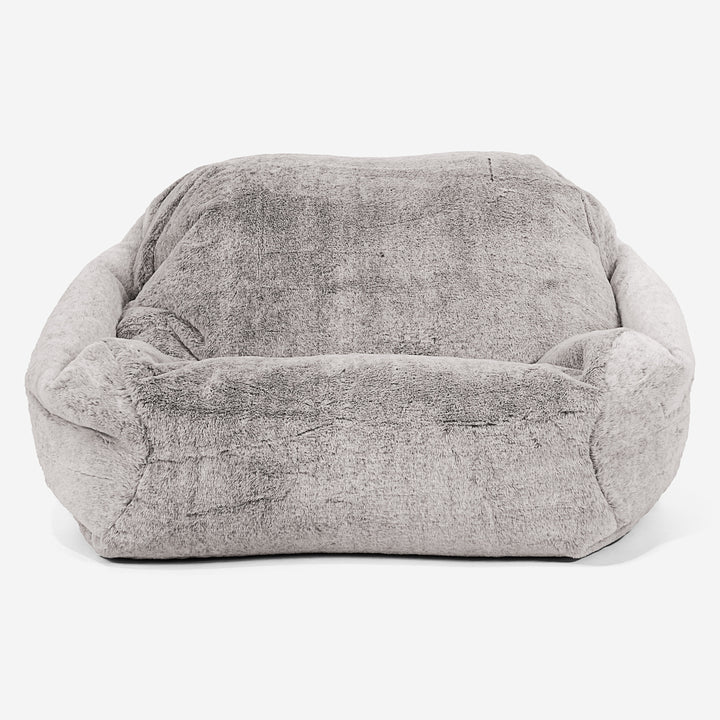 Pouf Fauteuil Sabine - Fausse Fourrure Lapin Gris clair 02