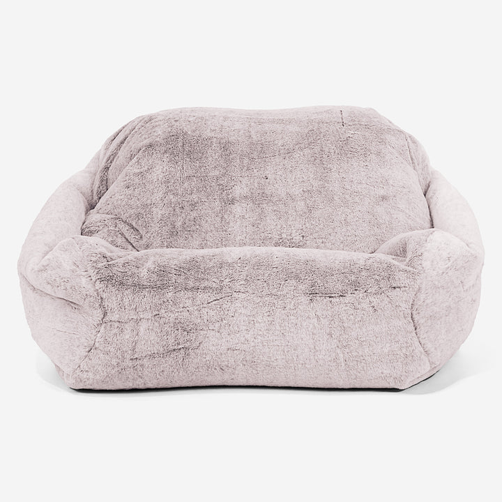 Pouf Fauteuil Sabine - Fausse Fourrure Lapin Rose Pastel 02