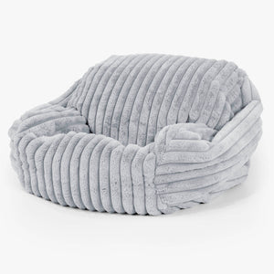 Pouf Fauteuil Sabine - Velours Côtelé Ultra Pelucheux Bleu Dragé