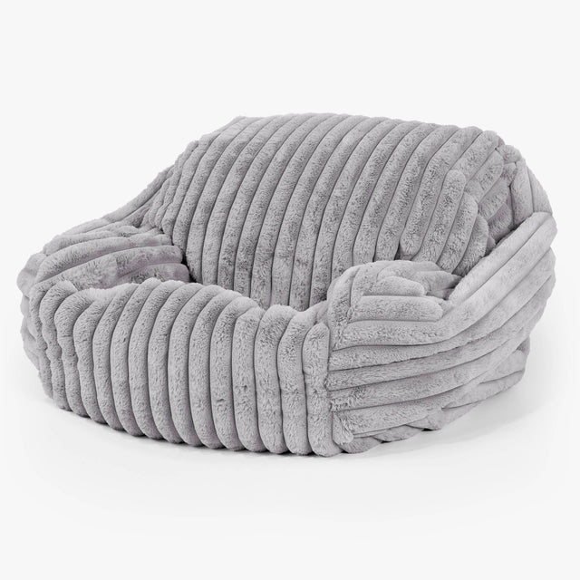 Pouf Fauteuil Sabine - Velours Côtelé Ultra Pelucheux Gris 01