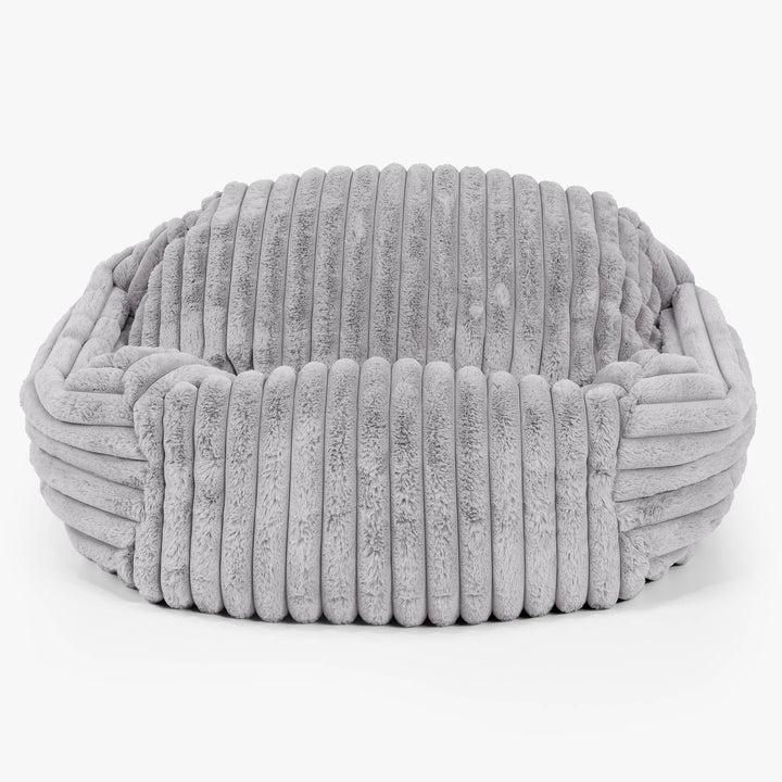 Pouf Fauteuil Sabine - Velours Côtelé Ultra Pelucheux Gris 02