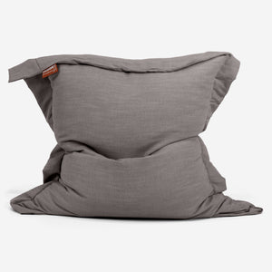Pouf Géant XXL - Aspect Lin Gris Ardoise