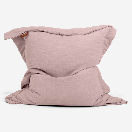 Pouf Géant XXL - Aspect Lin Rose 01