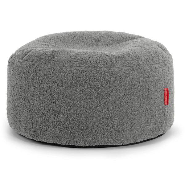 Pouf Ottoman avec Plateau - Bouclé Gris 01