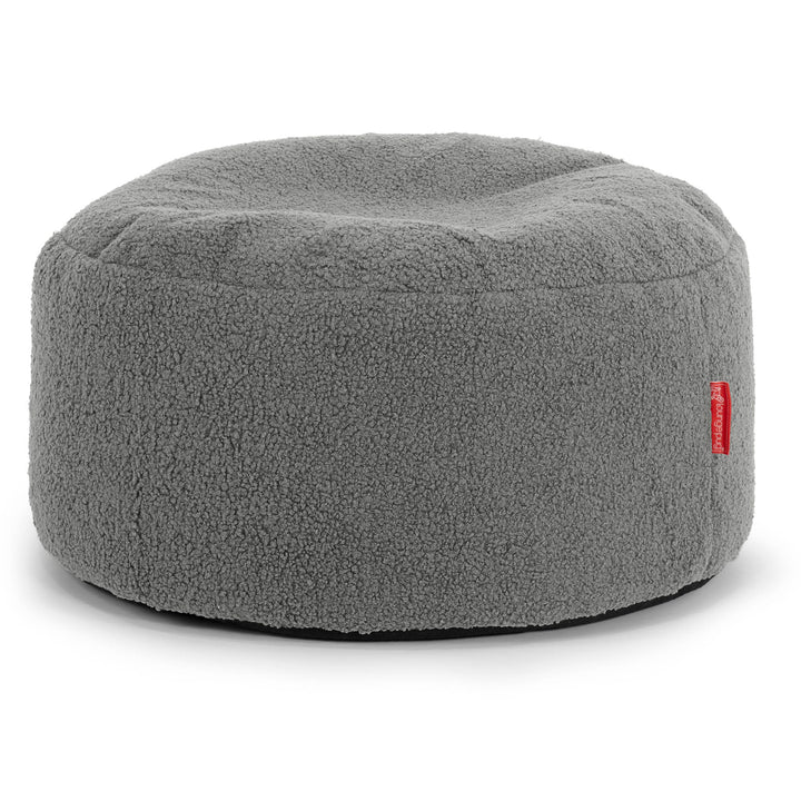 Pouf Ottoman avec Plateau - Bouclé Gris 02