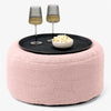 Pouf Ottoman avec Plateau - Bouclé Rose 01