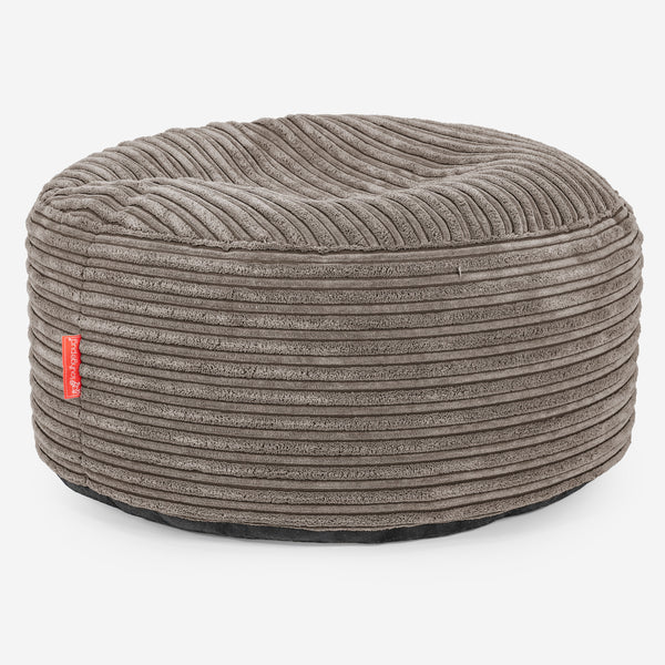 Pouf Ottoman avec Plateau - Côtelé Grège 01