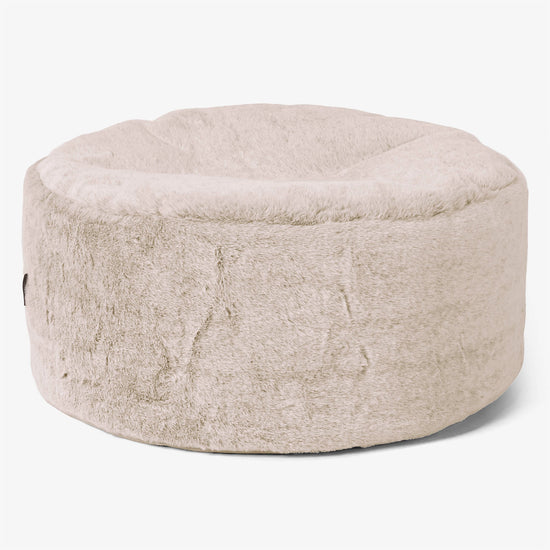 Pouf Ottoman avec Plateau - Fausse Fourrure Lapin Brun Doré 02