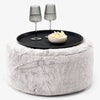 Pouf Ottoman avec Plateau - Fausse Fourrure Lapin Gris clair 01