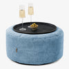 Pouf Ottoman avec Plateau - Pompon Bleu Ciel 01