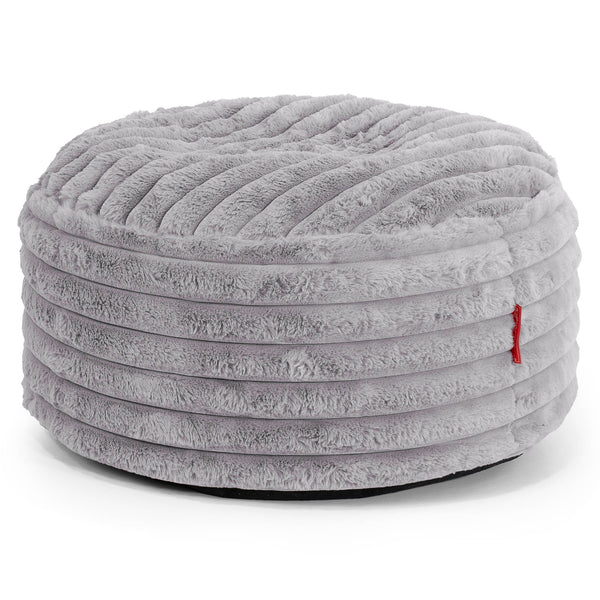 Pouf Ottoman avec Plateau - Velours Côtelé Ultra Pelucheux Gris 01