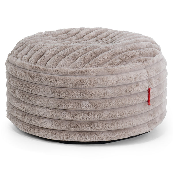 Pouf Ottoman avec Plateau - Velours Côtelé Ultra Pelucheux Vison 01