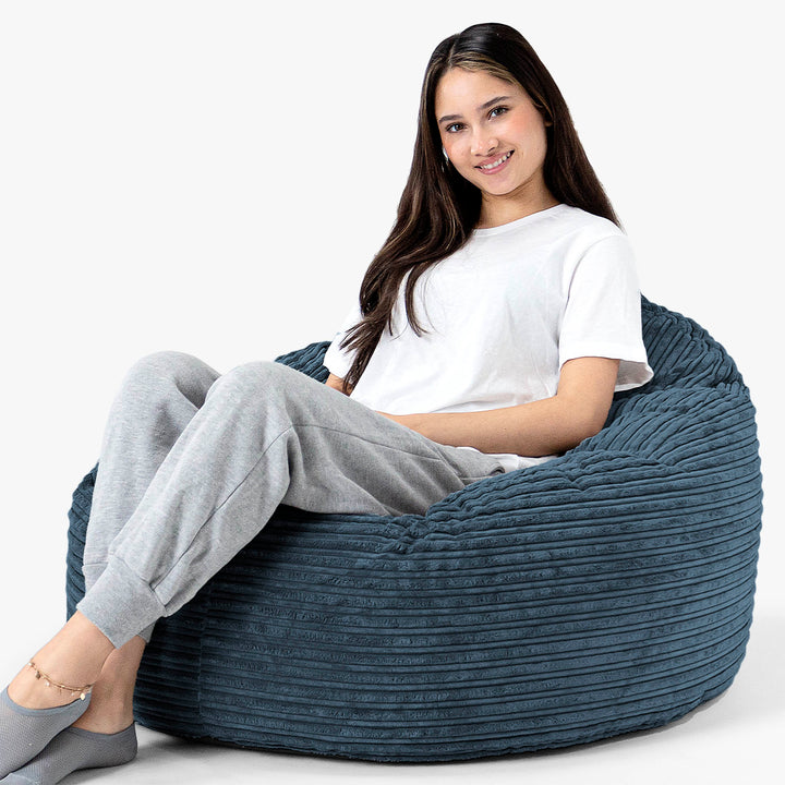 Pouf Poire, Archi - Côtelé Bleu Marine 02