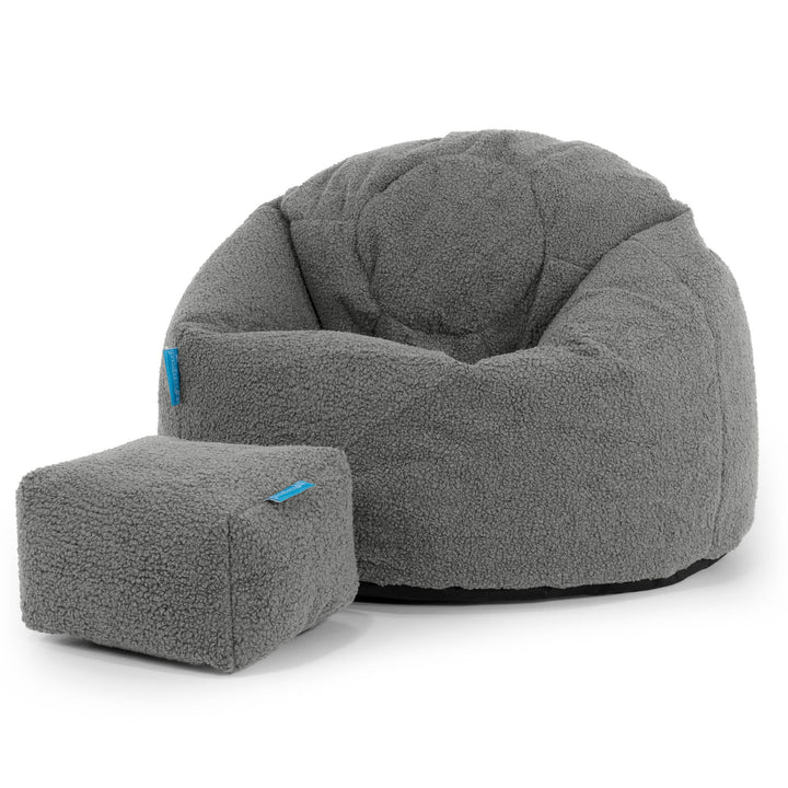 Pouf Poire Classique Enfant 1-5 ans - Bouclé Gris 02