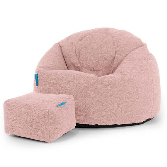 Pouf Poire Classique Enfant 1-5 ans - Bouclé Rose 02