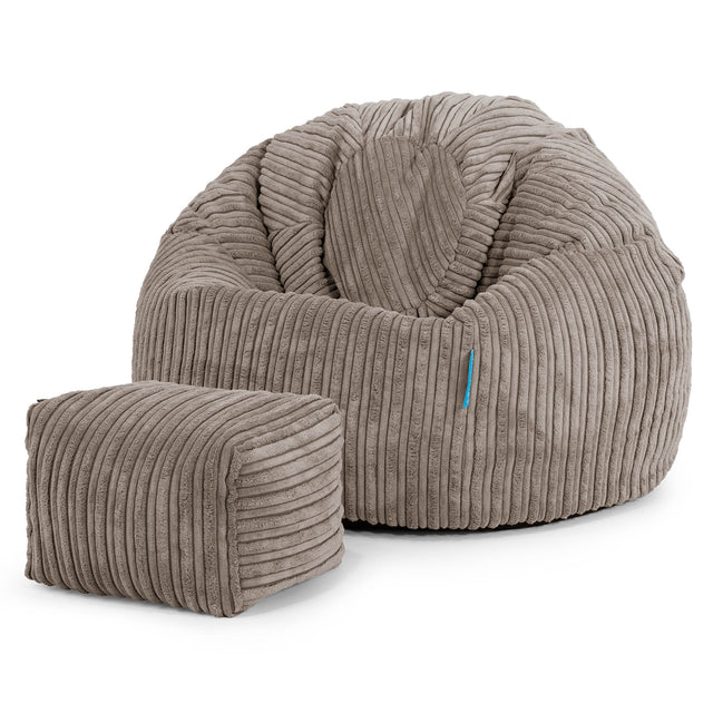 Pouf Poire Classique Enfant 1-5 ans - Côtelé Grège 02