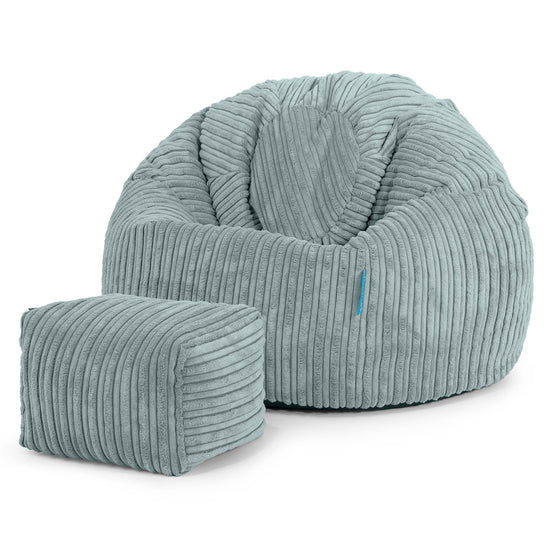 Pouf Poire Classique Enfant 1-5 ans - Côtelé Verte Menthe 02