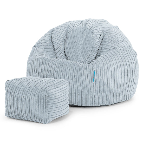 Pouf Poire Classique Enfant 1-5 ans - Côtelé Bébé Bleu 02