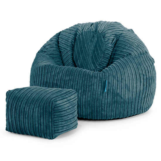 Pouf Poire Classique Enfant 1-5 ans - Côtelé Bleu Canard 02