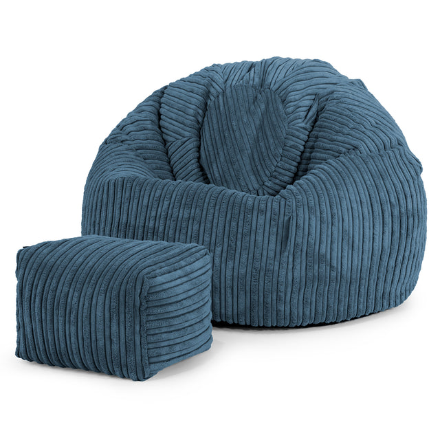 Pouf Poire Classique Enfant 1-5 ans - Côtelé Bleu Marine 02