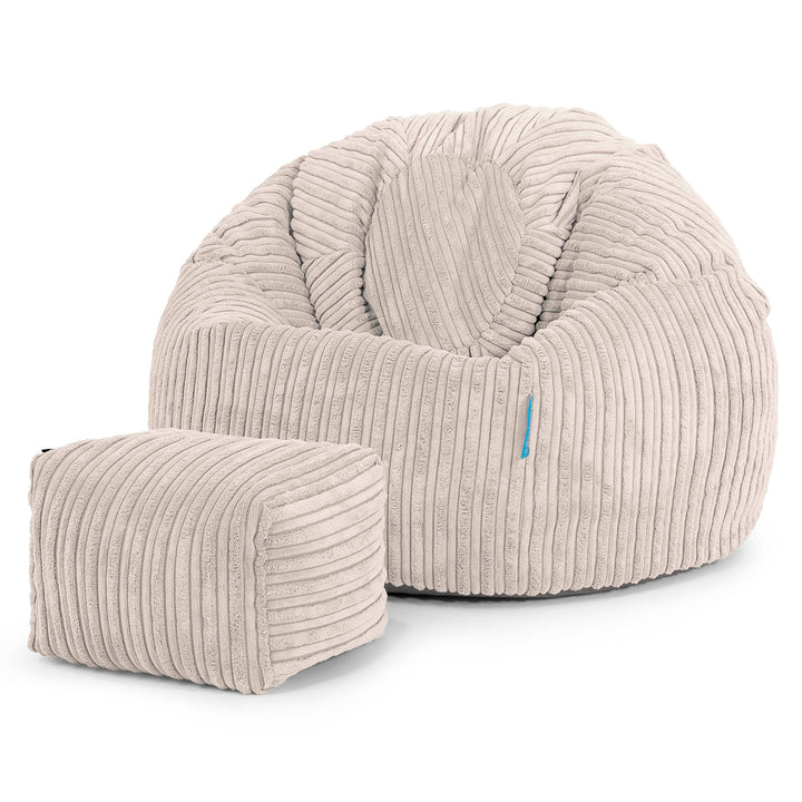 Pouf Poire Classique Enfant 1-5 ans - Côtelé Ivoire 02