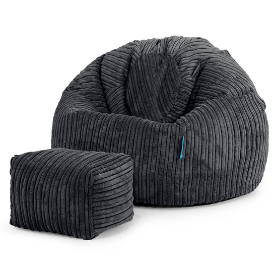 Pouf Poire Classique Enfant 1-5 ans - Côtelé Noir 02