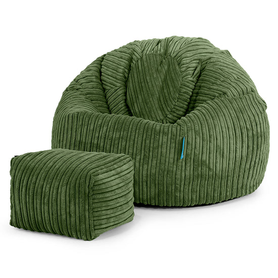 Pouf Poire Classique Enfant 1-5 ans - Côtelé Vert Forêt 02