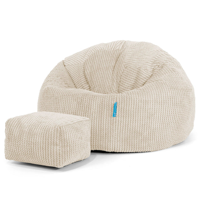 Pouf Poire Classique Enfant 1-5 ans - Velours Côtelé Gaufré Crème 02