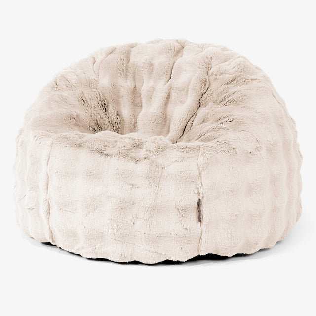 Pouf Poire Classique - Fausse Fourrure à Bulles Crème 02