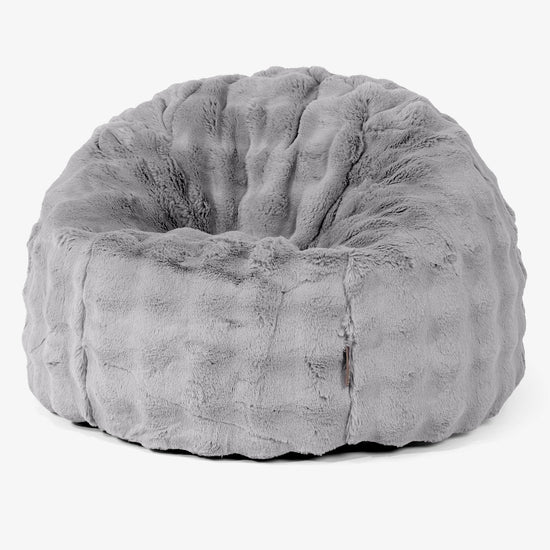 Pouf Poire Classique - Fausse Fourrure à Bulles Gris 02