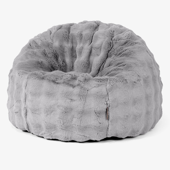 Pouf Poire Classique - Fausse Fourrure à Bulles Gris 02