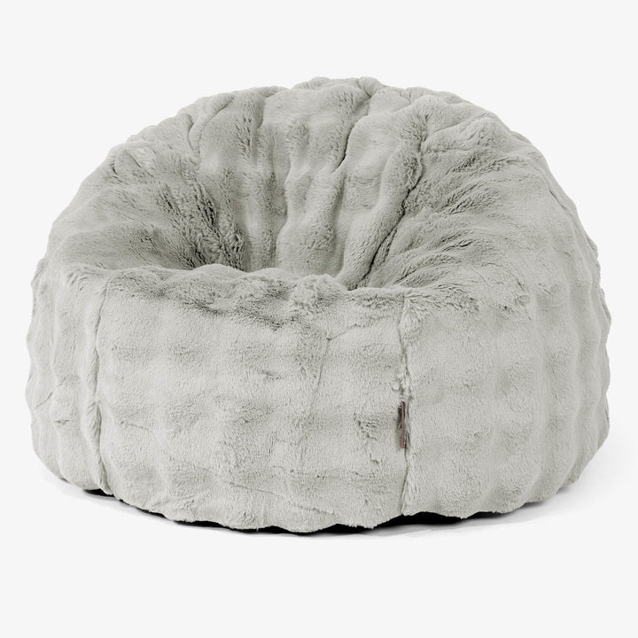 Pouf Poire Classique - Fausse Fourrure à Bulles Vert Sauge 02