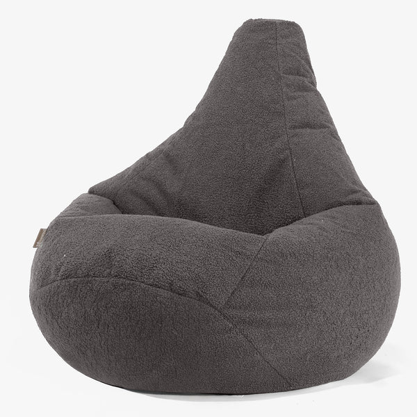 Pouf Poire Gamer - Bouclé Anthracite 01