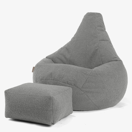 Pouf Poire Gamer - Bouclé Gris 01