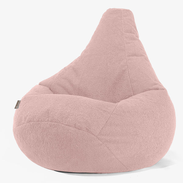 Pouf Poire Gamer - Bouclé Rose 01