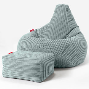 Pouf Poire Gamer - Côtelé Vert Menthe