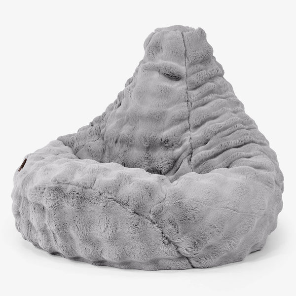 Pouf Poire Gamer - Fausse Fourrure à Bulles Gris 01