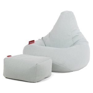 Pouf Poire Gamer - Tricoté Chevrons Bleu Dragé