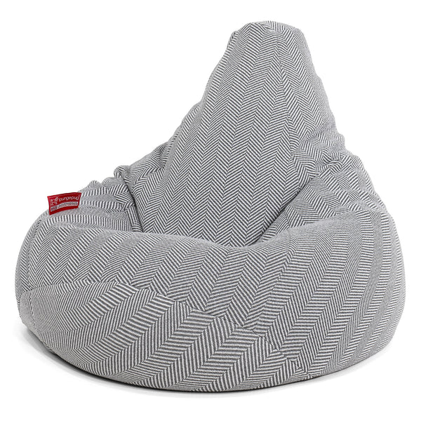 Pouf Poire Gamer - Tricoté Chevrons Gris 01