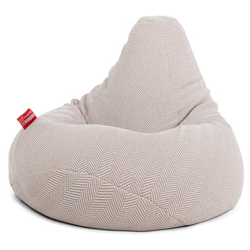 Pouf Poire Gamer - Tricoté Chevrons Pierre 02