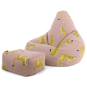 Pouf Poire Gamer - Tricoté Guépard Rose