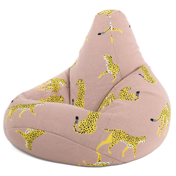 Pouf Poire Gamer - Tricoté Guépard Rose 01