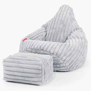Pouf Poire Gamer - Velours Côtelé Ultra Pelucheux Bleu Dragé