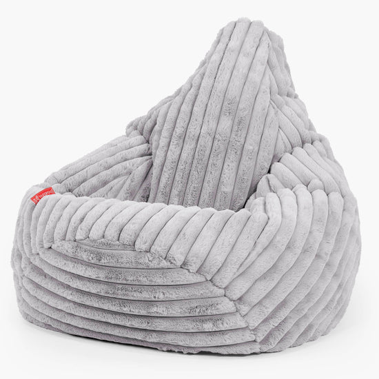 Pouf Poire Gamer - Velours Côtelé Ultra Pelucheux Gris 02